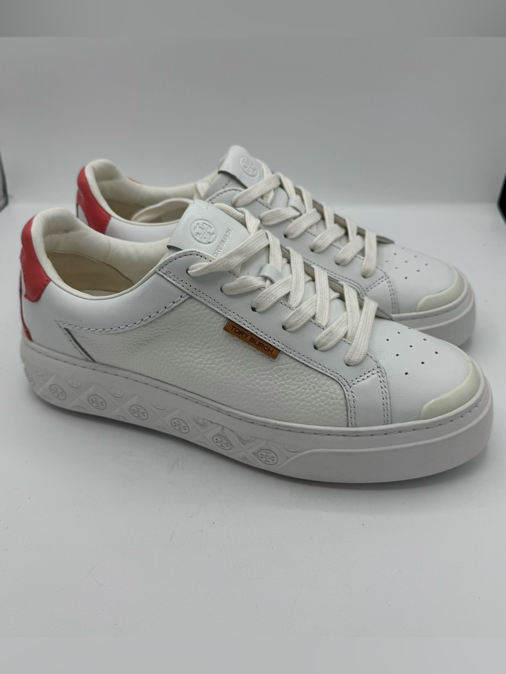 Tory‎ Burch Ladybug Platform Sneakers Titanium White/Washed Berry size 9.5 luxe